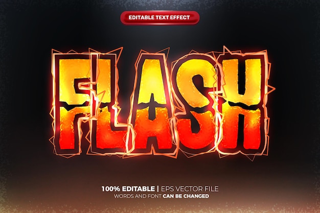 Vector flash spark editable text effect style