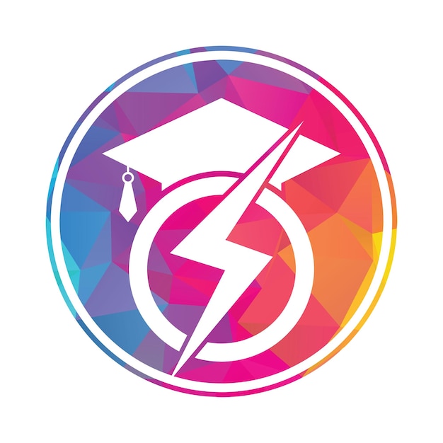 Flash student vector logo template Education logo with graduation cap and thunder icon