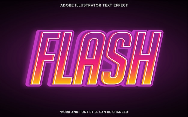 Вектор flash-эффект текста с фиолетовым и желтым градиентным цветом