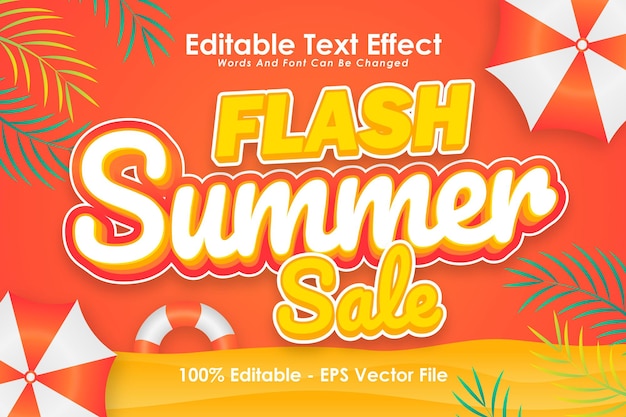 Flash Summer Sale bewerkbaar teksteffect 3-dimensionale reliëf Cartoon-stijl
