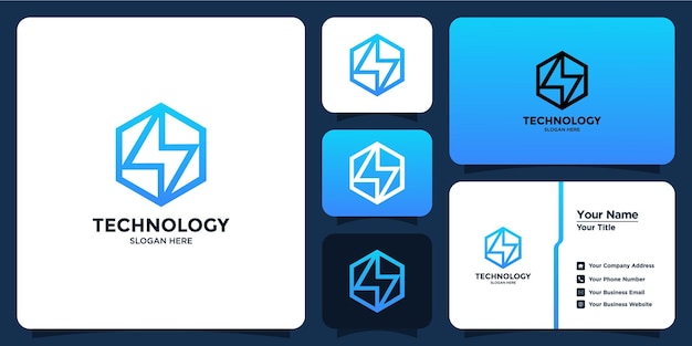 Flash technology design logo and business card