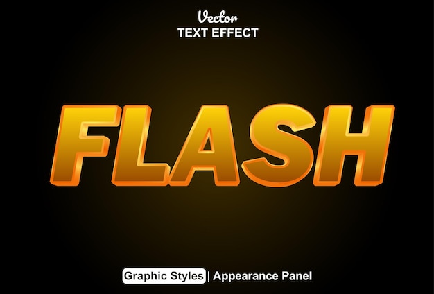 Flash text effect with yellow graphic style and editable