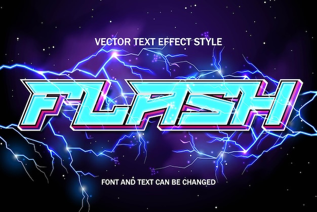 Flash thunder bold lightning font typography editable text effect style template background design