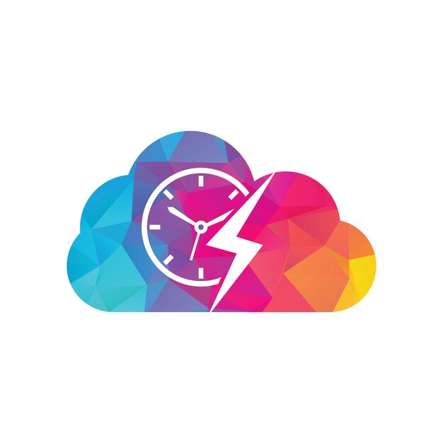Vector flash time cloud shape concept vector logo design thunder time logo icon vector
