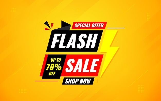 Flash verkoop banner voor web of sociale media verkoop banner promotie sjabloon met korting tag