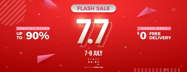 flash verkoop poster vector op rode achtergrond