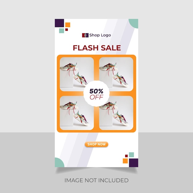 Flash verkoop sociale media instagram verhalen sjabloon premium vector