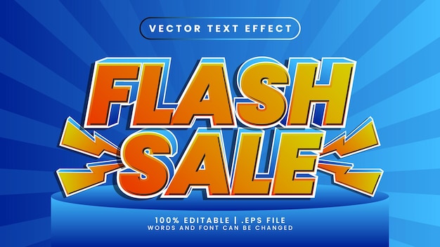 Flash-verkoopkorting oranje en blauw3d bewerkbare teksteffectsjabloonstijl