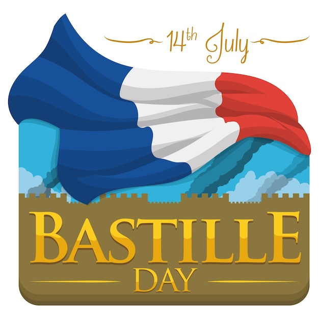 Vector flashback-weergave van de bestorming van de bastille ter herdenking van de franse onafhankelijkheid