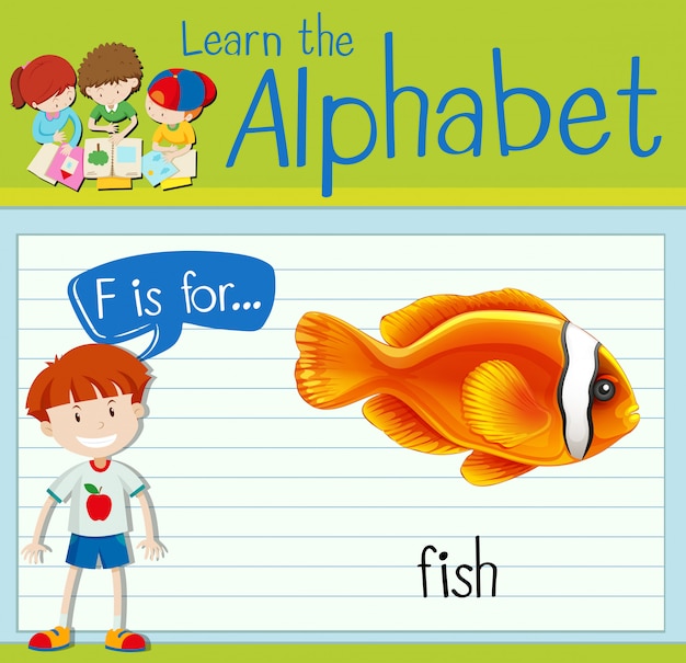 L'alfabeto flashcard f è per il pesce