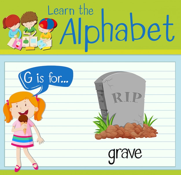 Flashcard alphabet g is for grave