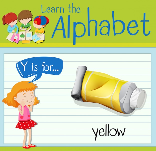 Vettore l'alfabeto flashcard y è per il giallo