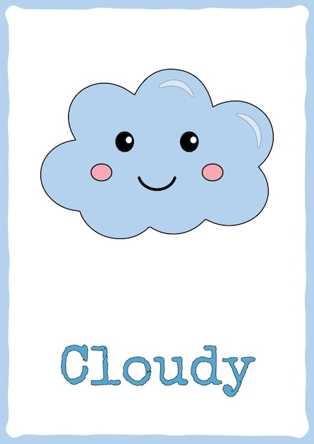 Flashcard for kids with cute weather event