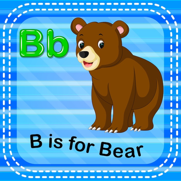 Vector flashcard letter b is for bear