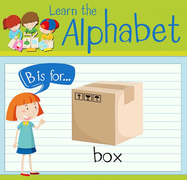 Vector flashcard letter b is for box