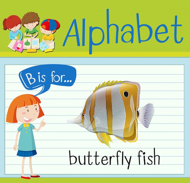 Flashcard letter B is for butterfly fish