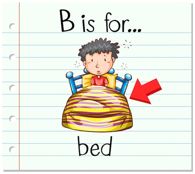 Flashcard letter b is voor bed