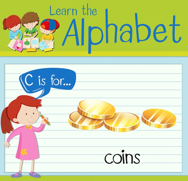 Flashcard letter C is for coins