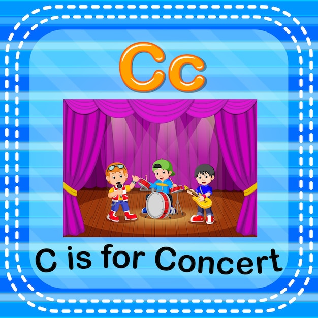 Vector flashcard letter c is for concert