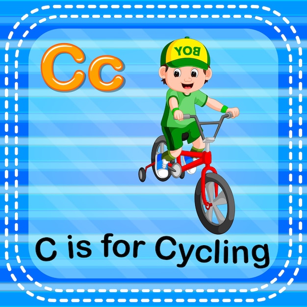 Vector flashcard letter c is for cycling