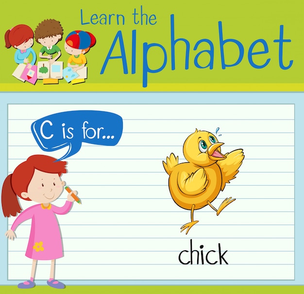 Flashcard letter C is voor chick