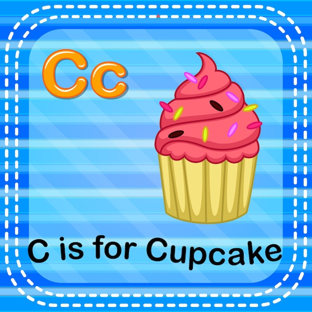 Flashcard letter c is voor cupcake