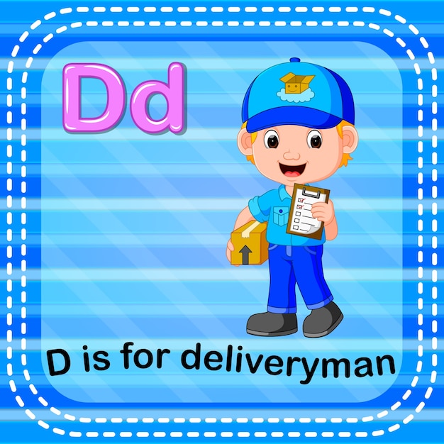 flashcard letter d is voor bezorger