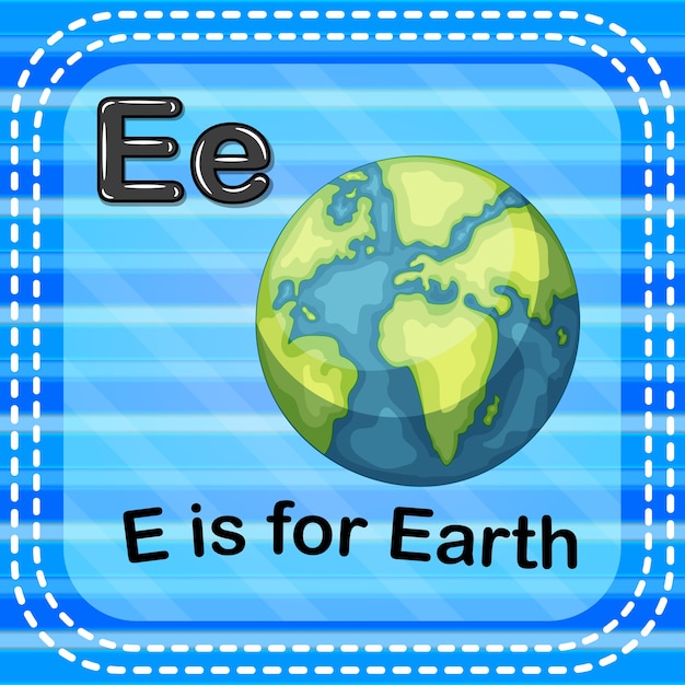 Flashcard letter e is voor aarde