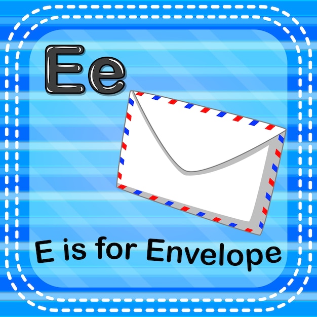 Flashcard letter e is voor envelop