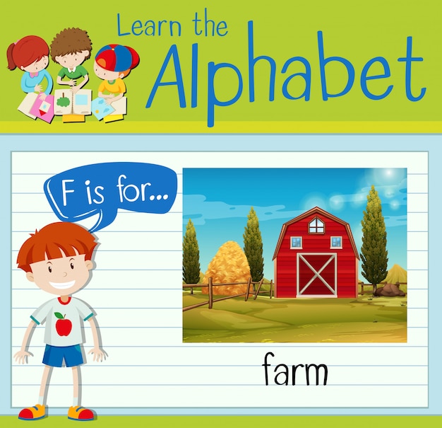 フラッシュカード文字fは農場用です