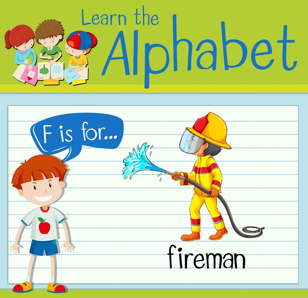 Flashcard letter F is for fireman