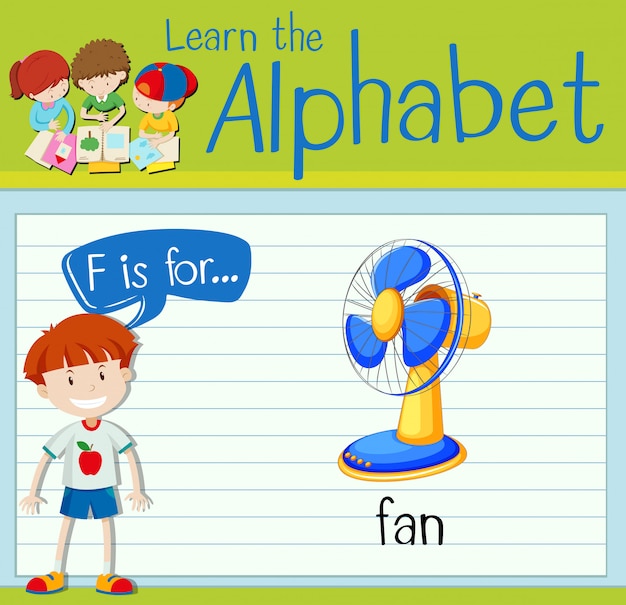 Flashcard letter f is voor fan