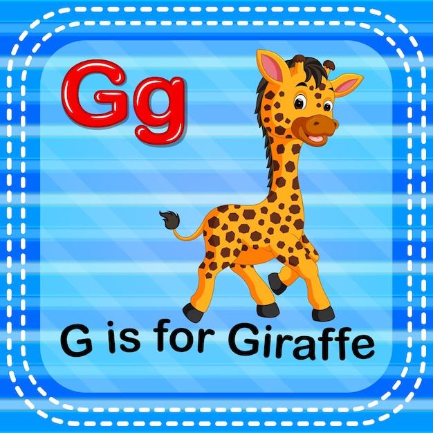 Vettore flashcard lettera g è per la giraffa