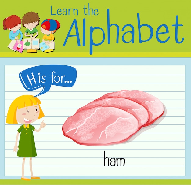 Vector flashcard letter h is for ham