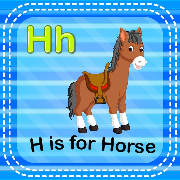 Vector flashcard letter h is for horse