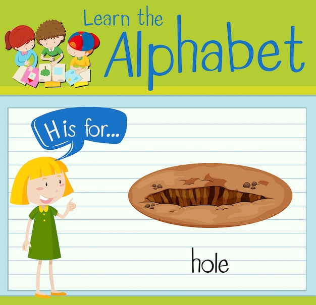 Vector flashcard letter h is voor hole