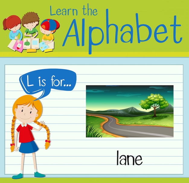 Flashcard letter L is for lane