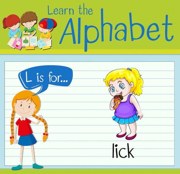 Flashcard letter L is for lick