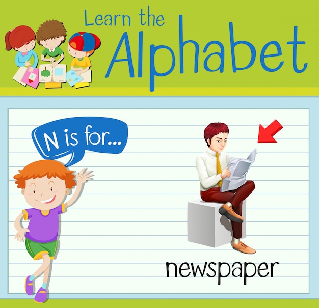 Flashcard letter n is for newspaper