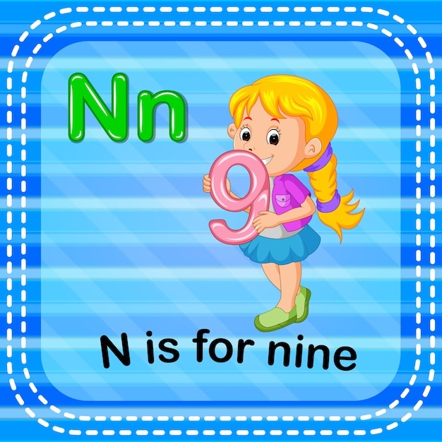 flashcard letter n is voor negen