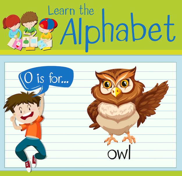 Flashcard letter o is for owl