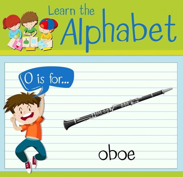 Vector flashcard-letter o is voor hobo