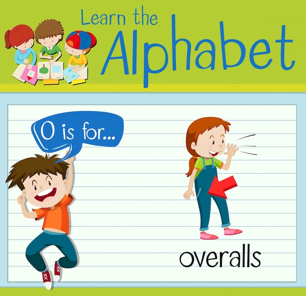 Flashcard-letter o is voor overalls