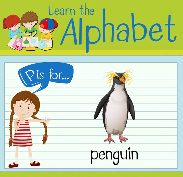 Flashcard letter P is for penguin