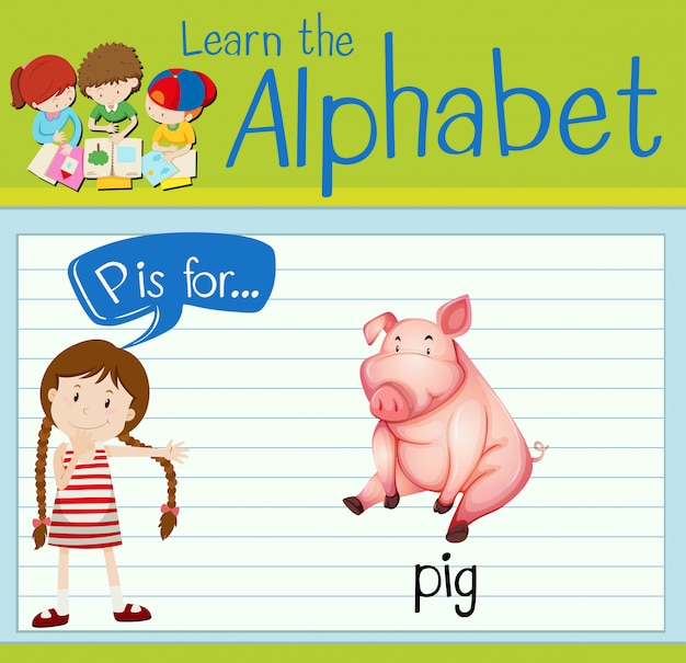 Flashcard letter p is for pig