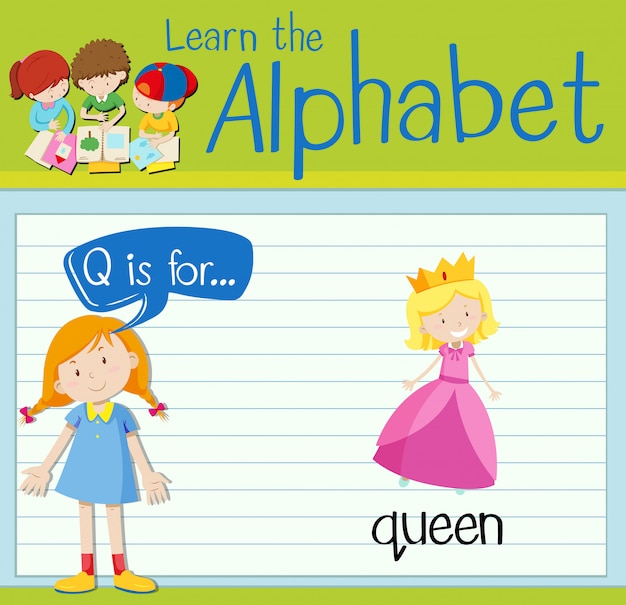 Flashcard letter Q is for queen