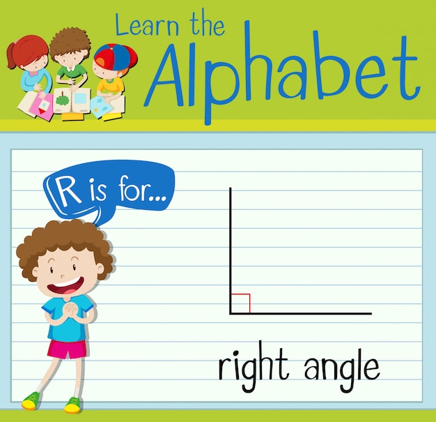 Flashcard letter R is for right angle