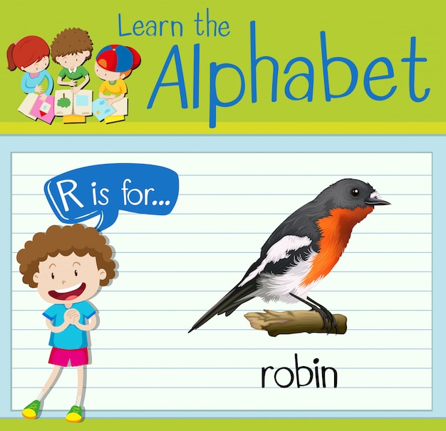 Flashcard letter r is for robin