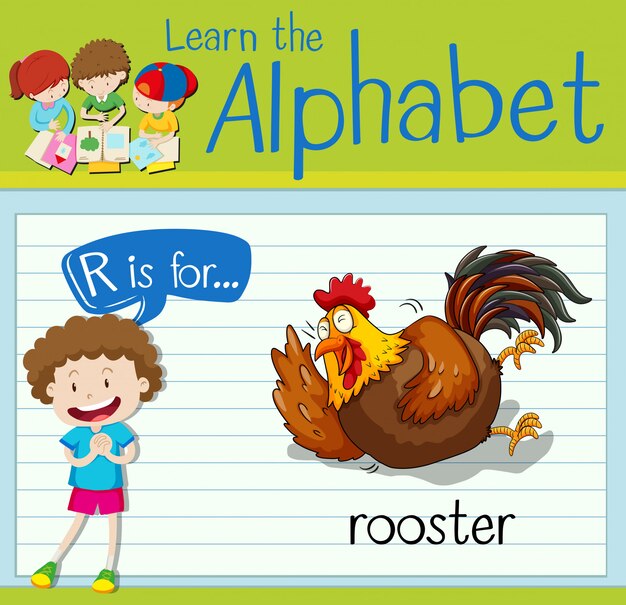 Flashcard letter R is for rooster