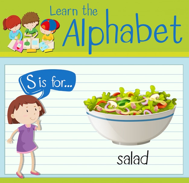 Flashcard letter S is for salad